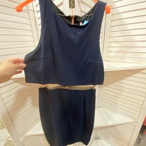 Bailey 44 navy blue dress with sheer waist detail